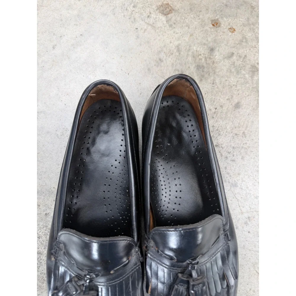 Vintage Dexter Black Leather Kiltie Tassel Loafers Mens 11.5 M Made in USA